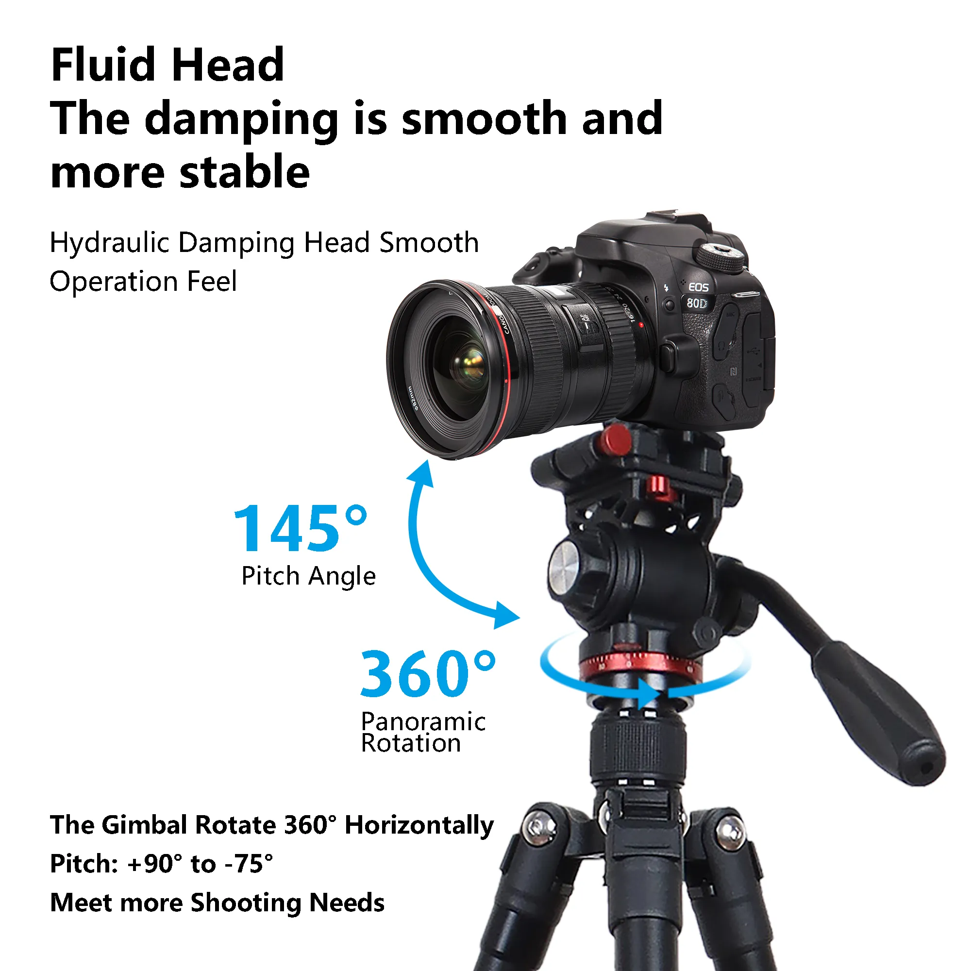 21" to 63" Adjustment Travel Aluminum Tripod Monopods with 360 Degree Fluid Pan Head and Quick Release Plate f