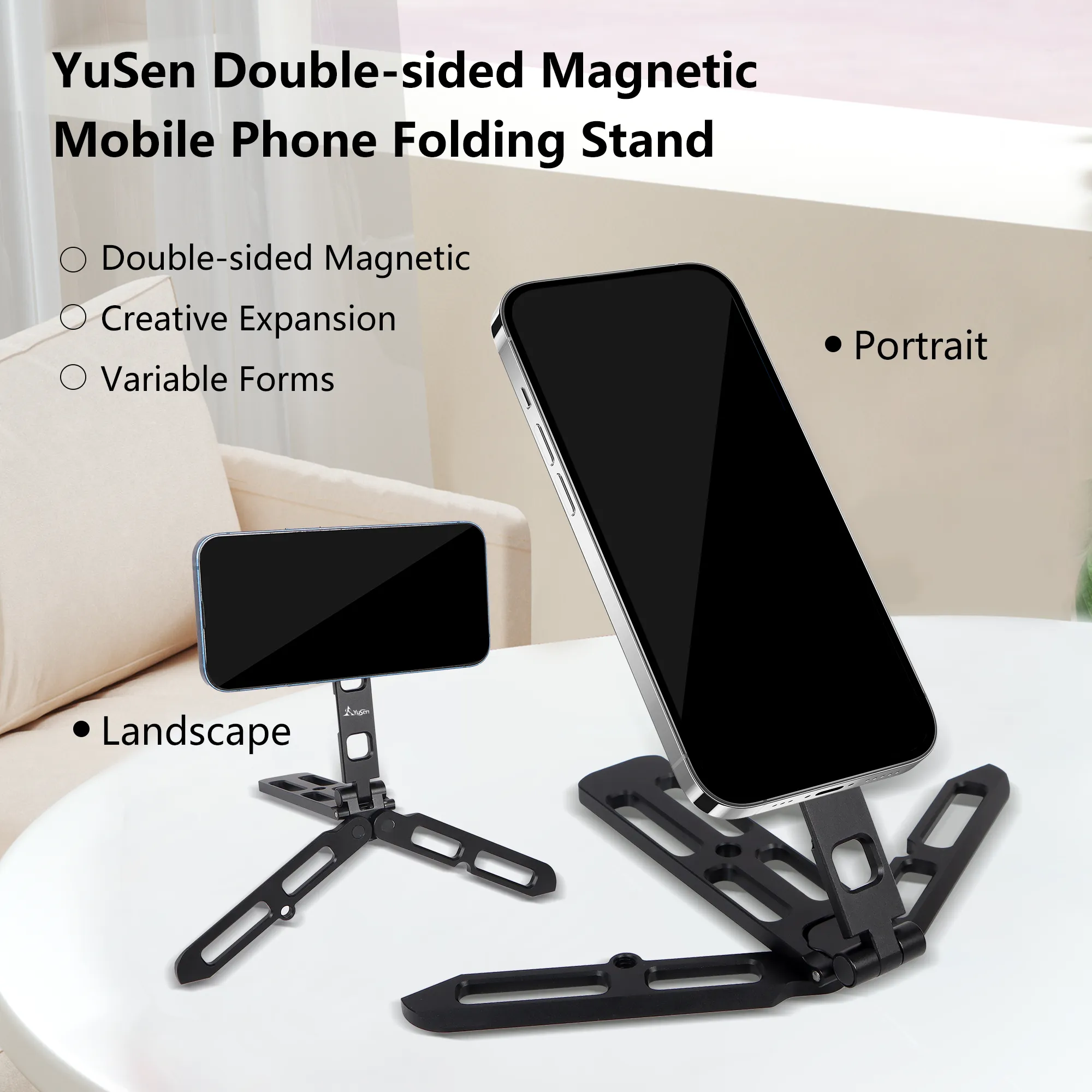 Magnetic Phone Tripod Stand Portable Cell Phone Holder Strong Magnet Mini Pocket Smartphone Mount Foldable Selfie Stick