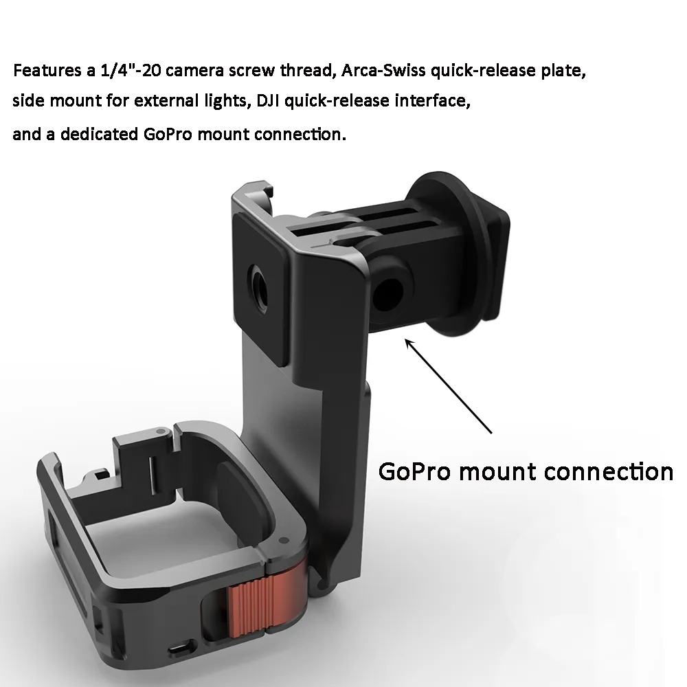 Magnetic Cage Mount for DJI Osmo Pocket 3/4/4 Pro, Arca, DJI & GoPro Quick Release, Cold Shoe, 1/4"-20 Thread