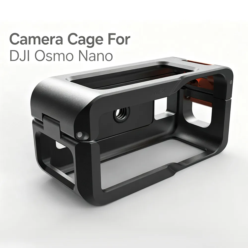 Camera Cage for DJI Osmo Nano,Lightweight Aluminum Protective Frame 1/4"-20 Threaded Hole and Cold Shoe Mount, Full