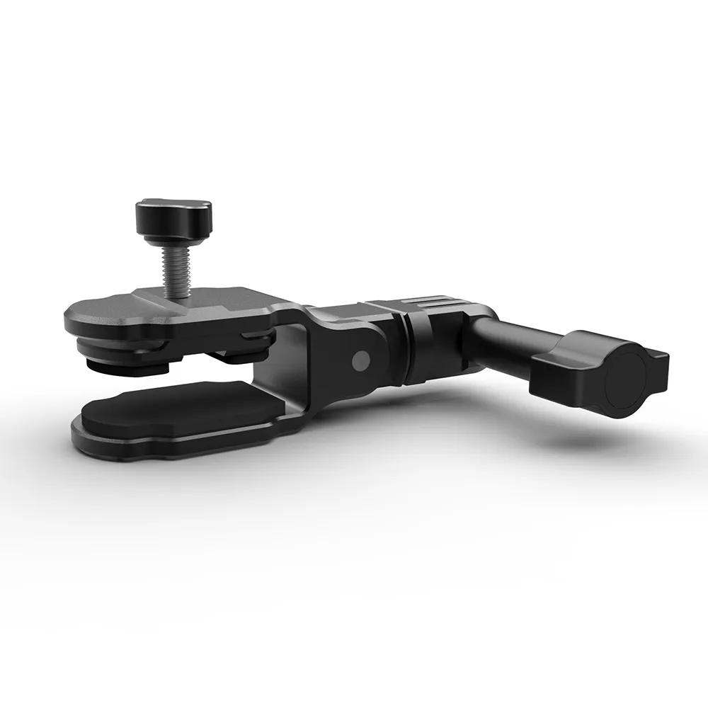 Motorcycle Windshield Clamp Mount for Action Cameras, CNC Aluminum Alloy Windscreen Clip with 360° Rotation & 180° Adjustment, Anti-Slip Silicone Pads, Quick Release, Compatible with GoPro, Insta360 & DJI Osmo Action